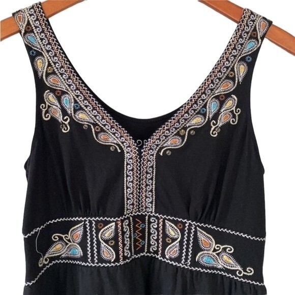 RXB Paisley Embroidered V-Neck Sleeveless Tunic Tank Top Lined Cotton Boho Cute - Picture 5 of 16